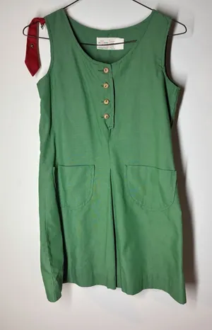 Vintage Girl Scout USA Uniform Jumper Sz10 Dress Green Sleeveless W/pants‎ Sz12 thumbnail 1
