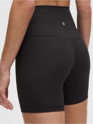Lululemon NWT Align High-Waist Black Ribbed Bike 6” Shorts Size 4 thumbnail 3