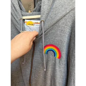 Aviator Nation Rainbow Embroidery rainbow graphic zip up women's xxl thumbnail 3