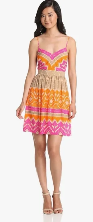 Trina Turk Gypsum Cut-Out Stretch Silk Lined Mini‎ Dress in Cactus Flower Size 6 thumbnail 1