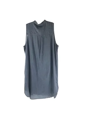 Eileen Fisher Sleeveless Button-Down Blue Tunic Dress XL Organic Cotton Studded thumbnail 2