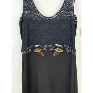 Free People Black Beaded Sleeveless Secrets of Eden Mini Dress - Size - Small thumbnail 6