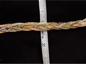 Mixed Metal Gold, Rose & Silver Tone Twisted Woven Mesh Statement Bracelet 7.5" thumbnail 4