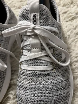 adidas Cloudfoam Sneakers Women’s Size 6.5 Grey and White Knit Lace-Up Sneakers thumbnail 11
