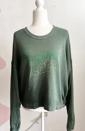 Offline‎ by Aerie Green Graphic Sweatshirt Pullover Cozy Loungewear Medium thumbnail 1