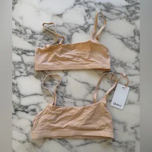 NWT Quince Beige Light Nude Second Skin Scoop Neck Bralette (2-Pack) Sz XS thumbnail 5