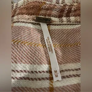 Free People Dusty Pink, Rust & Cream Soft Flannel Button Down Shirt. Relaxed Fit thumbnail 5