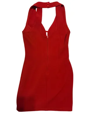 Sabora Vintage Red Halter Neck Mini Dress with Waistband Stripes thumbnail 2