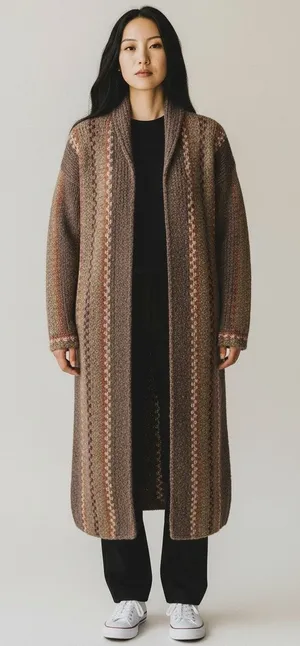 L MJ Seattle Jacket Duster Coat fuzzy boucle mohair boho-chic grannycore Knit thumbnail 1