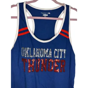 5th & Ocean Oklahoma City OKC Thunder Sequin Tank Top Size Large Blue Red NBA Basketball thumbnail 1