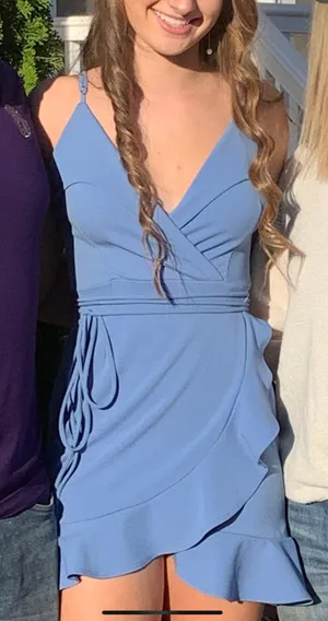 Lucy in the Sky Light Blue Wrap Dress thumbnail 1