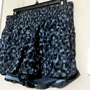 Anko Active Australia Running Shorts yoga gym US M AU sz‎ 14 lined blue camo thumbnail 2