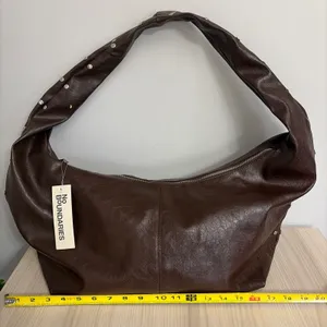 No Boundaries New! Dark Brown Hobo Bag with Studded Strap thumbnail 5