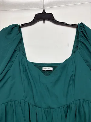 Abercrombie & Fitch size XL green mini dress long sleeve boho night thumbnail 4