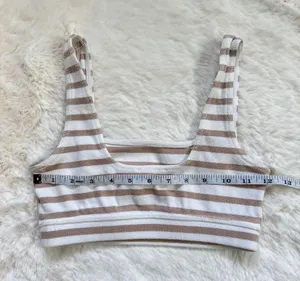 Aritzia Striped Crop Top XS - Oatmeal White thumbnail 2