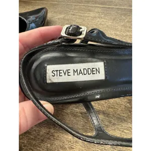 Steve Madden Legaci Pump SANDAL BLACK LEATHER Slingback Kitten Heel Size 8.5 thumbnail 7