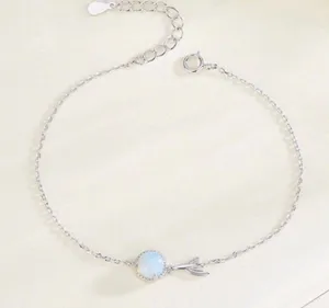 925 Sterling Silver Moonstone Charm Bracelet for Women thumbnail 1