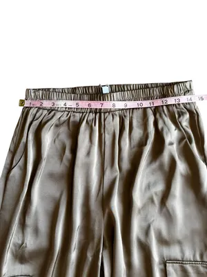 NWT Petal & Pup Gilli Luca Olive Green Satin Cargo Jogger Pants Size M thumbnail 8