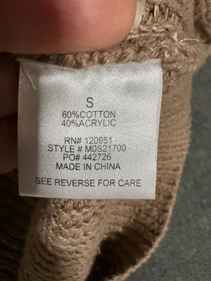 Hippie Rose V-Neck Button Up Back Chunky Knit Sweater Taupe Brown Size S thumbnail 6