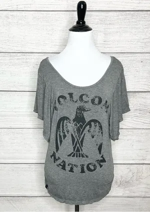 Volcom Nation Gray & Black Flutter Sleeve Skate T-shirt Women’s Size Medium thumbnail 6