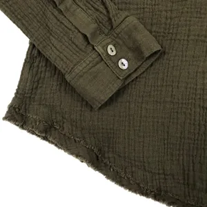 FREE PEOPLE Changing Horizons V Neck Top Sz S Olive Green Gauze Oversize Boho thumbnail 7