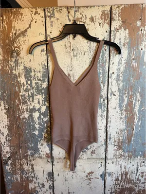 Abercrombie and Fitch Ribbed Thong bodysuit tank brown size small thumbnail 3