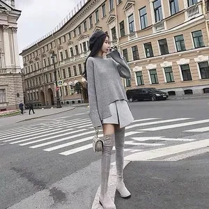 Trendy Gray 2-Piece Knit Set - Oversized Sweater‎ & Mini shorts - XS thumbnail 3