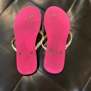 Vera Bradley Lilli Bell pink floral flip‎ flops L thumbnail 3