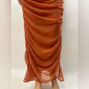 ASOS Orange Maxi Dress with Ruched Skirt Size 6 thumbnail 2