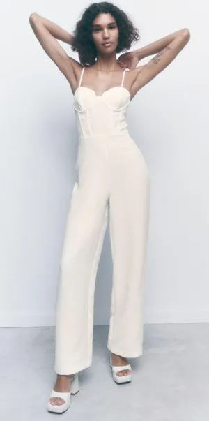 ZARA Nwt Bridal White Corset Bustier Romper Jumpsuit thumbnail 7