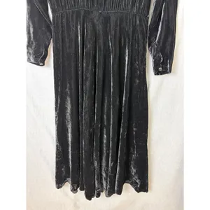 Vintage Donna Morgan Black Velvet Maxi Dress Long‎ Sleeve Side Zip 13/14 thumbnail 9