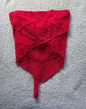 Buckle Red lace tube top with tie in back thumbnail 1