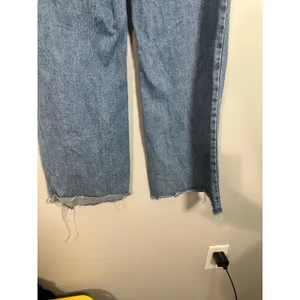 MNG Mango Catherine Culotte High Rise Wide Leg Raw Hem Jeans Blue Size 6 thumbnail 7