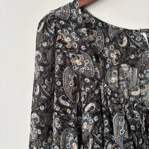 Free People Lolita Smocked Paisley Print Top Sz L thumbnail 5