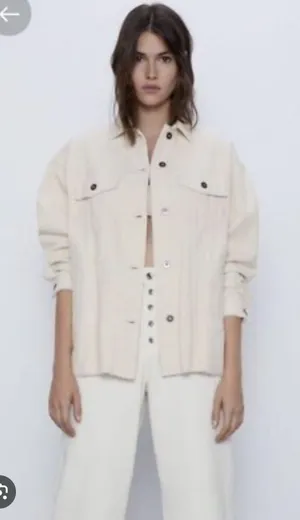 Zara Oversized Corduroy Shacket Jacket Size XS. Rough Hem. thumbnail 1