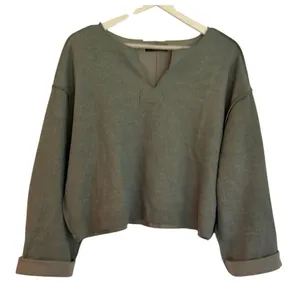 Urban Outfitters Jax turquoise inside out cropped notch neck sweater small thumbnail 3