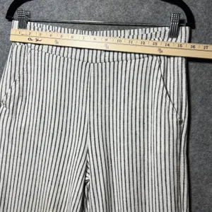 Definitions d.jea‎ Womens Medium Striped Linen Blend Wide Leg Pants Black White thumbnail 2