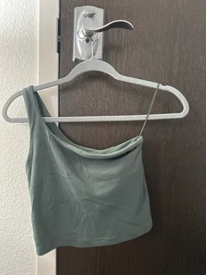 Green One Shoulder Ribbed Lululemon Tank thumbnail 1