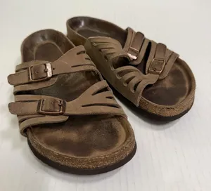 Birkenstock Sandals Womens Size 36 Brown Suede Slide Strappy Buckle Comfort thumbnail 1