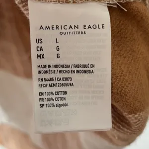 American Eagle NWT Women's Size L Brown White Plaid Oversized Flannel Shirt thumbnail 5