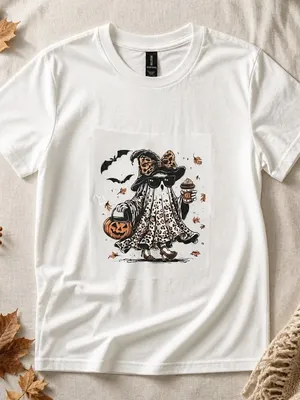 Gildan Cute Diva Ghost Living Her Best Life 100% White Cotton T Shirt Size XL thumbnail 1