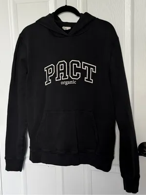 Pact Black Hoodie with White 'PACT' Logo thumbnail 1