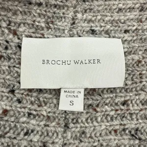 Brochu Walker 100% Cashmere Noah Wrap Open Cardigan Vest SM Earthen‎ Tweed Gray thumbnail 7