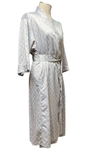 Cabernet by Sleep Sense Satin Wrap Robe Silver Gray White Medium thumbnail 5