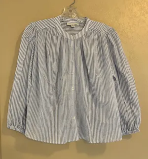 NWT Free Assembly Women's Shirred Cotton Button Down Blouse sz XS 0-2 thumbnail 1