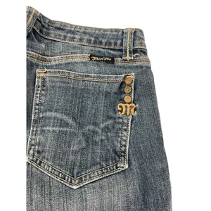 Miss Me 27 Flare Raw Edge Low Rise Denim Jean Embossed Back Pockets 30" Inseam thumbnail 3