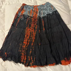 Raj Bohemian Black and Orange Peace Skirt - NWT - OS thumbnail 1