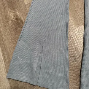 Abercrombie & Fitch Flare Leg Slit Knit Pants Blue Medium Lounge Ribbed thumbnail 6