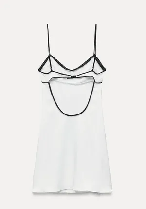 Zara mini white dress lace now lingerie inspired casual summer slip satin thumbnail 13