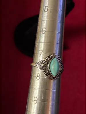 Western Turquoise Ring Set 2 Pc Sunburst & Marquise Stacking Bands sizes 6 & 7.5 thumbnail 4